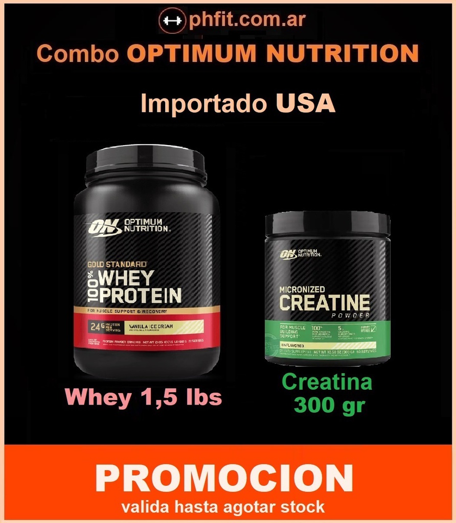 Combo 10 - Whey Gold 1,5 lbs + Creatina 300 gr  OPTIMUM NUTRITION
