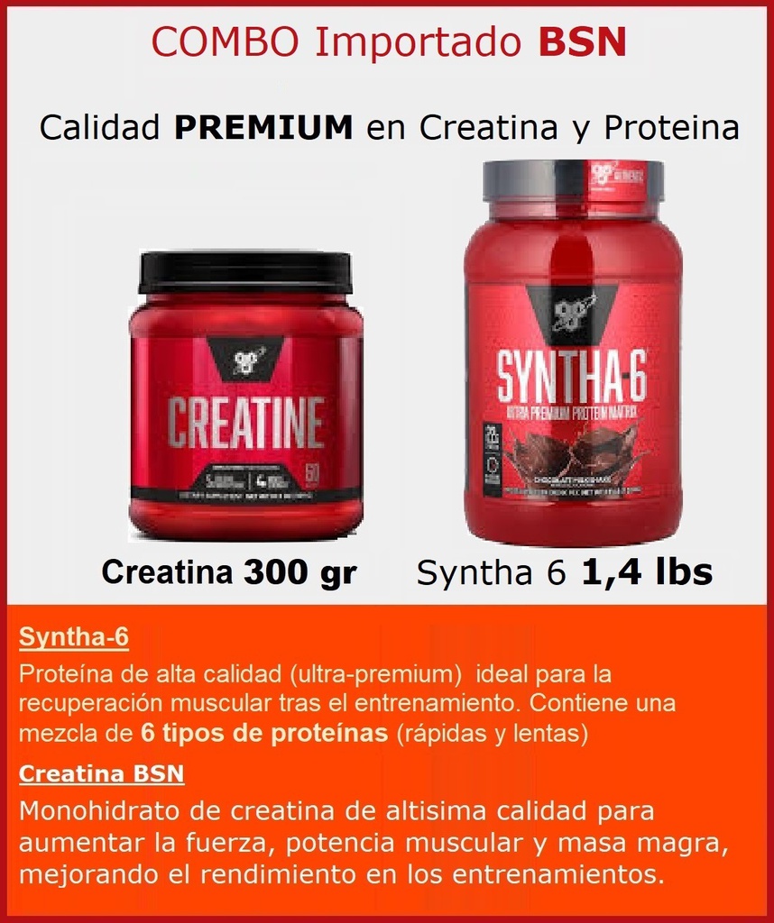 Combo BSN - Creatina 300 gr + Syntha 1,4 lbs