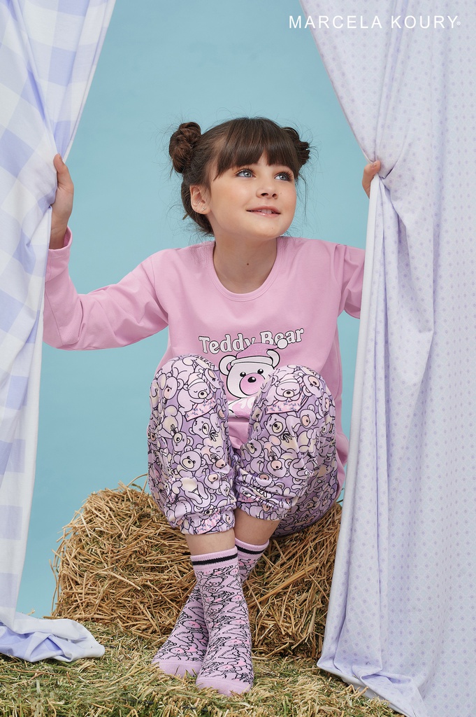 INV. CONJUNTO MANGA LARGA DE ALGODON ESTAMPADO "TEDDY"