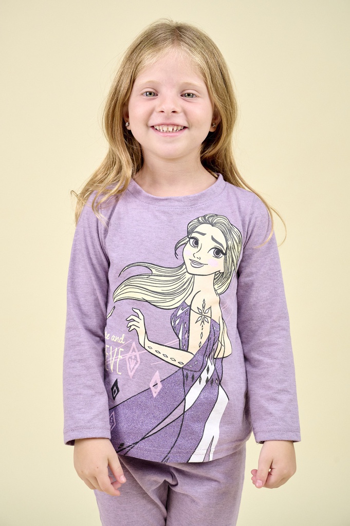 INV. PIJAMA JERSEY ML ESTAMPADO CON GLITTER "FROZEN" 