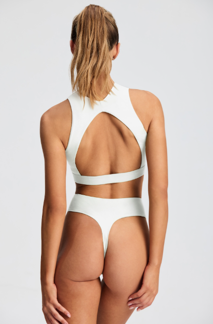 CONJUNTO TOP CORTE AMERICANO DE ALGODÓN Y LESS TIRO ALTO