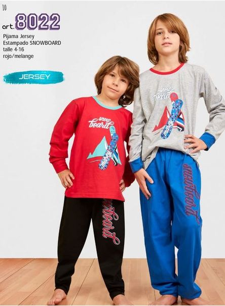 LIQUIDACION ! - INV. PIJAMA JERSEY ESTAMPADO "SNOWBOARD"