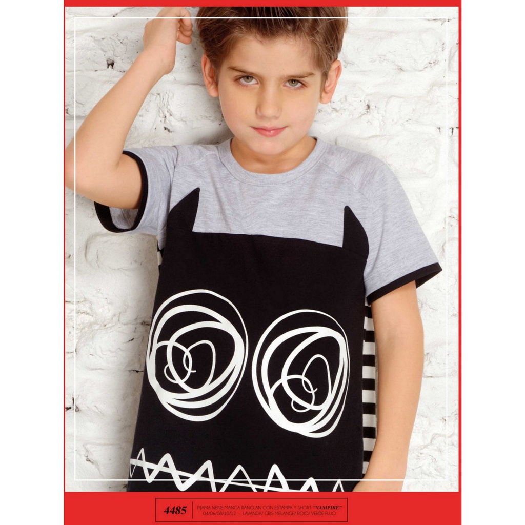 VER. PIJAMA VERANO DE NENE REMERA M/C ESTAMPADA Y SHORT ALG.