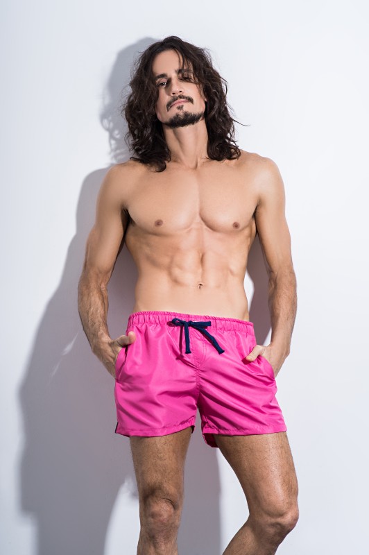 VER. MALLA  TRAJE DE BAÑO DE HOMBRE LISO CON CORDÓN A CONTRATONO