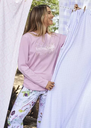 LIQUIDACION ! - INV. PIJAMA CONJUNTO MANGA LARGA DE ALGODON CON ESTAMPA LOCALIZADA Y PANTALON ESTAMPADO "BOUQUET"
