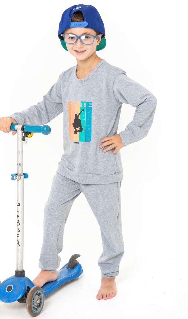 LIQUIDACION ! - INV. PIJAMA NENE EN MODAL LISO "SKATE"