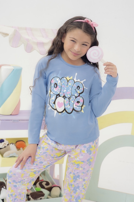 LIQUIDACION ! - INV. PIJAMA DE NENA ALG. "ONE LOVE" - jersey
