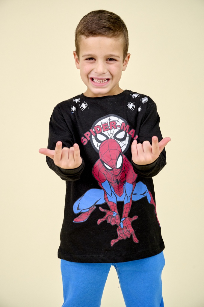 LIQUIDACION ! - INV. REMERA DE JERSEY ML ESTAMPADA "SPIDERMAN" CON PUÑOS
