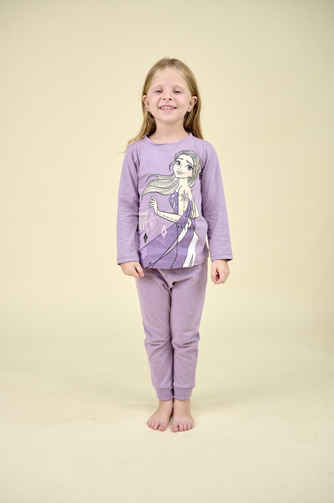  INV. PIJAMA JERSEY ML ESTAMPADO CON GLITTER "FROZEN" 