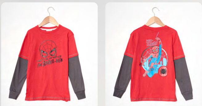  INV. REMERA DE ALGODÓN CON SOBRE MANGA "SPIDERMAN"