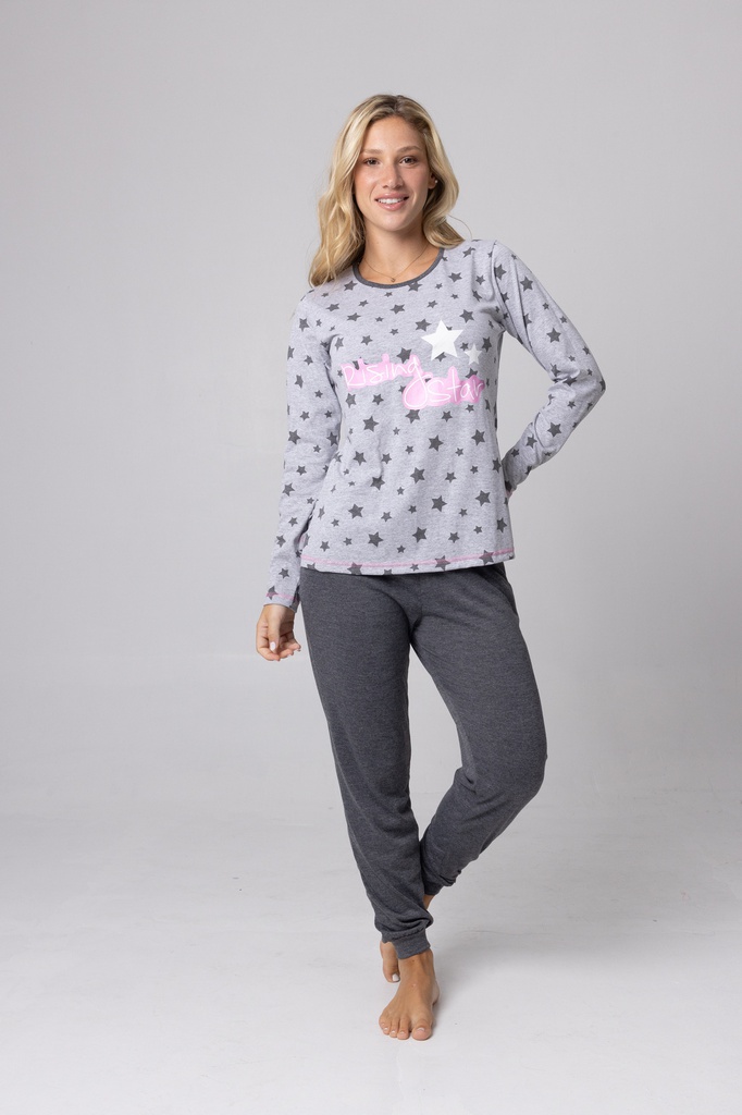 LIQUIDACION ! - INV. PIJAMA DAMA BABUCHA DE JERSEY "ESTRELLAS"