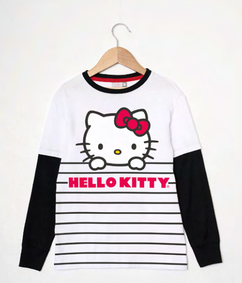 LIQUIDACION ! - INV. REMERA DE ALGODÓN CON BAJO MANGA "KITTY"