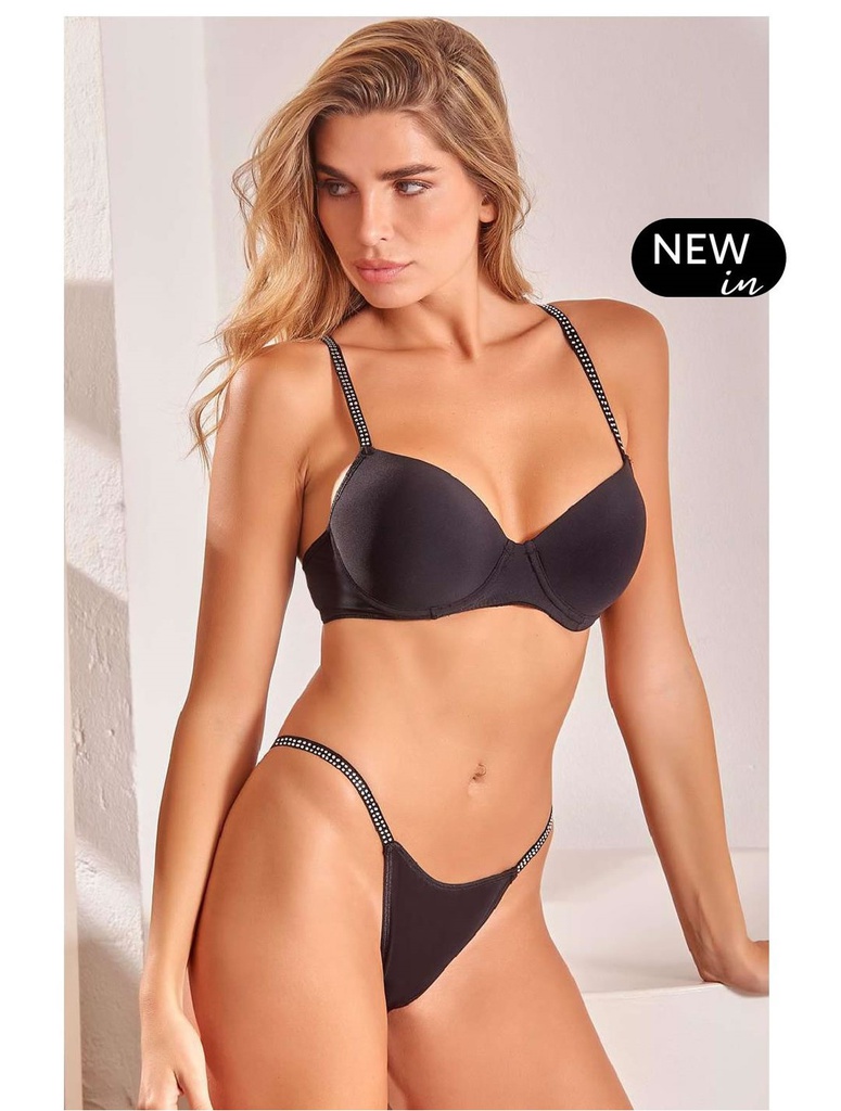 CONJUNTO TAZA SOFT DE MICROFIBRA CON BRETELES DE STRASS Y REGULABLE