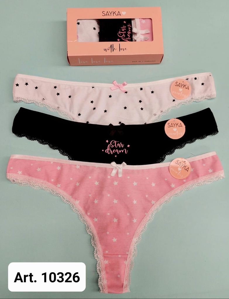 PACK X3 COLALES MAX ESTAMPADA CON PUNTILLA