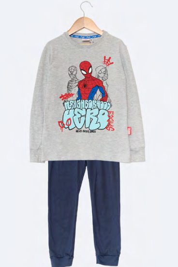  INV. PIJAMA DE ALGODÓN ESTAMPADO CON PANTALON LISO "SPIDERMAN"