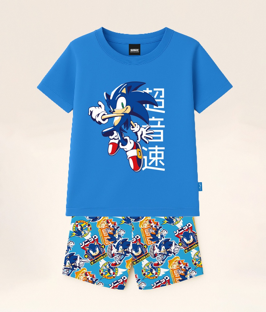 VER. PIJAMA REMERA DE ALGODÓN Y SHORT SUBLIMADO "SONIC"