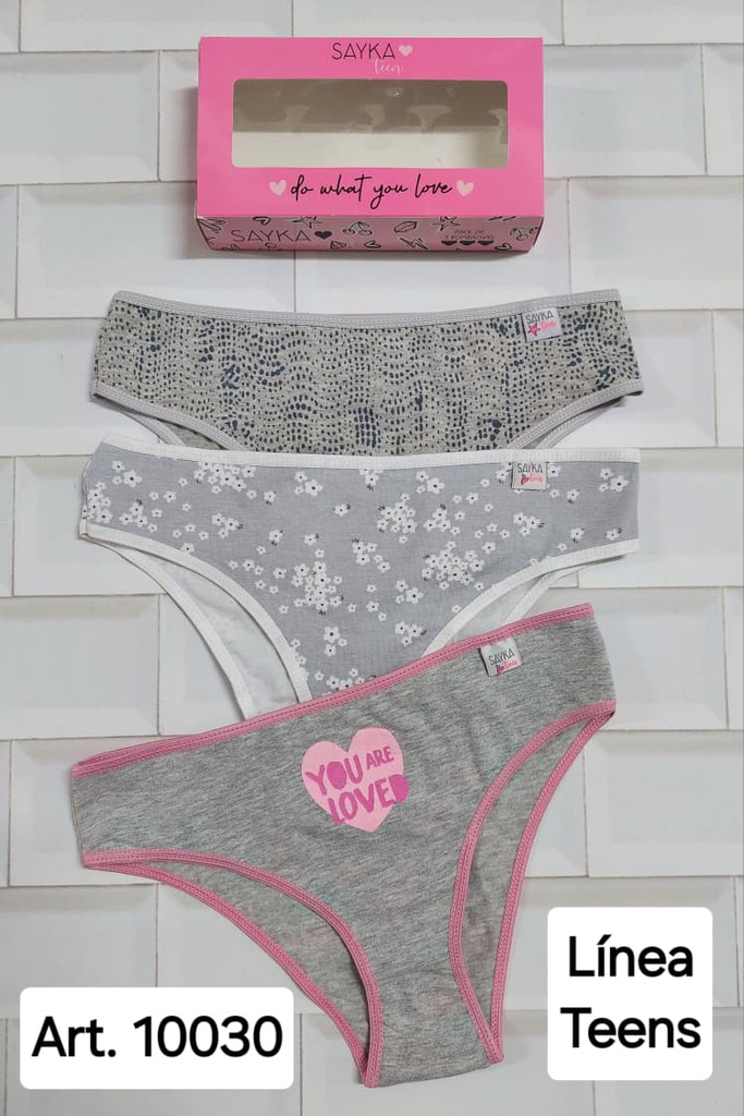 PACK X3 BOMBACHA JUVENIL DE ALGODÓN Y LYCRA ESTAMPADA