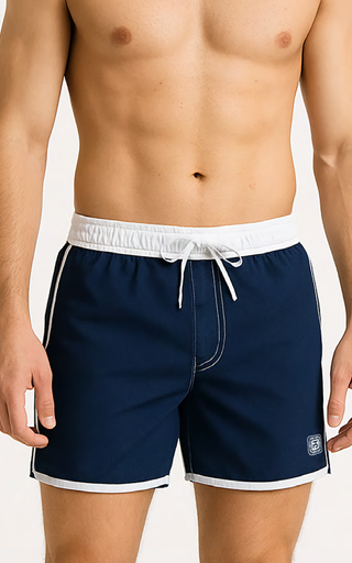 VER. SHORT DE BAÑO LISO BORDES EN CONTRATONO CON CINTURA AJUSTABLE PREMIUM