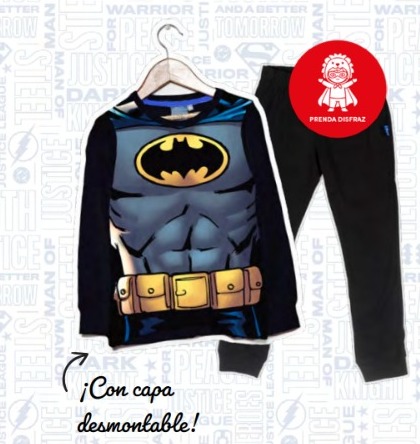 INV. PIJAMA DISFRAZ DE ALGODÓN Y MODAL CON CAPA DESMONTABLE "BATMAN"