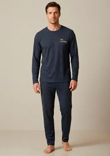 INV. PIJAMA HOMBRE MANGA LARGA RAYADO CON BORDADO