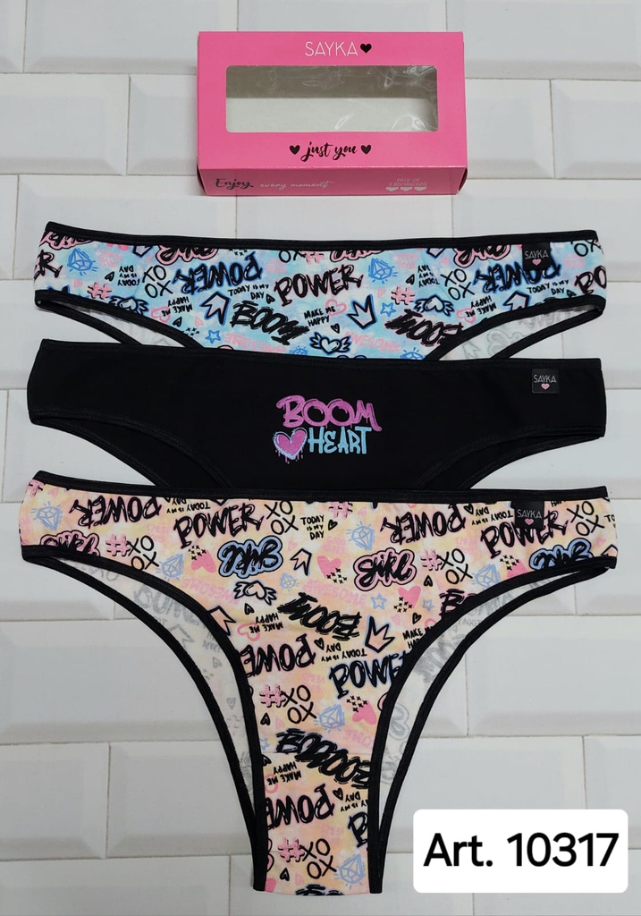 PACK X3 VEDETINA MAX DE ALGODÓN Y LYCRA ESTAMPADA