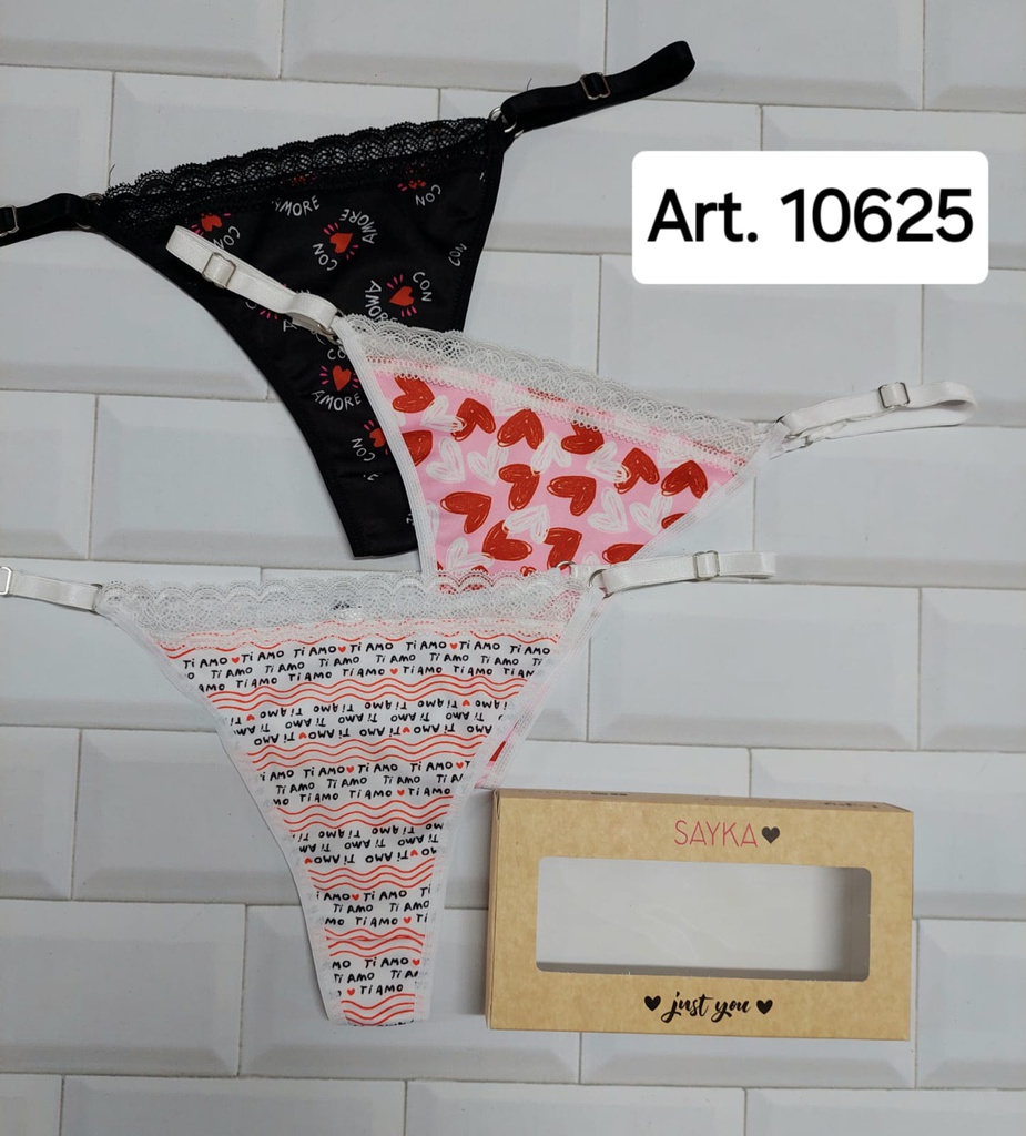 PACK X3 COLALES REGULABLE DE MICROFIBRA ESTAMPADA CON PUNTILLA