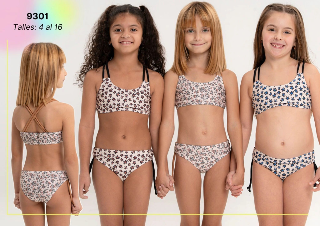VER. MALLA BIKINI NENA ESPALDA CRUZADA ESTAMPADA "FLORES"