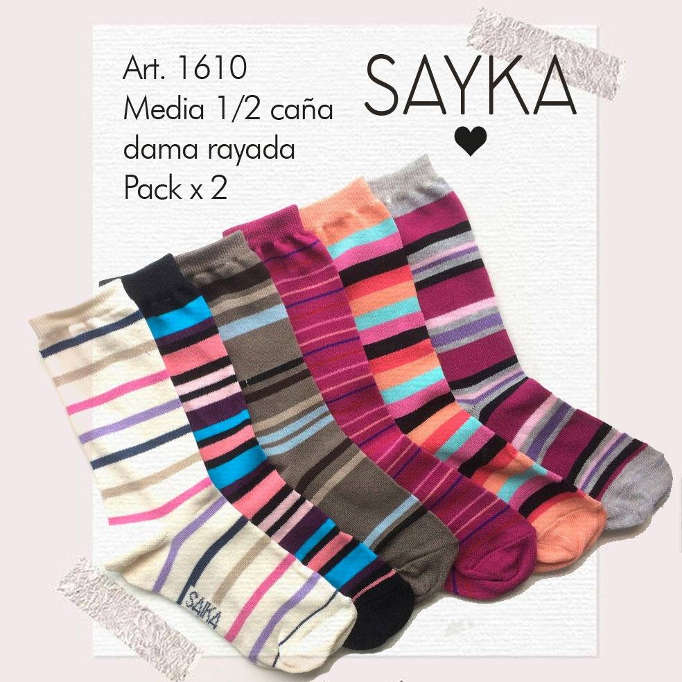 PACK X 2 MEDIA 1/2 CAÑA MUJER RAYADO
