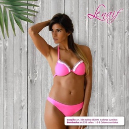 [NAIF356] BLACK! -15% OFF !! - MALLA CORPIÑO TRIANGULO SOFT BORDADA C/FLECOS