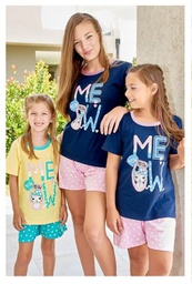 [MAR6030] VER. PIJAMA JERSEY ESTAMPADO "MEOW"  VERANO