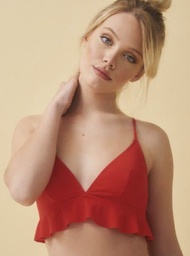 [MKM3453] MALLA TRIANGULO DE TRICOT LISO CON TASA REMOVIBLE Y VOLADO "LOVELY TWIST"