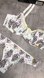 [LODP6335] CONJUNTO DE TRICOT ESTAMPADO CON ARO Y GALON BORDADO