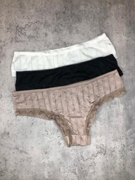 [YN536] PACK CULOTE X3 MICRO LABRADA LISA CON DETALLE DE PUNTILLA