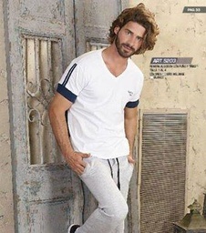 [SHE52033] OFERTON! - VER. REMERA MANGAS CORTAS HOMBRE LISA ALGODON CON DETALLE EN NEGRO