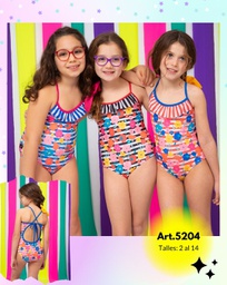 [VYO5204] BLACK! -15% OFF !! - MALLA ENTERA NENA ESTAMPADO FLORES Y RAYAS