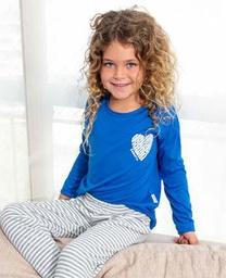 [SUS3296]  INV. PIJAMA DE NENA, MORLEY RAYADO CON CORAZON