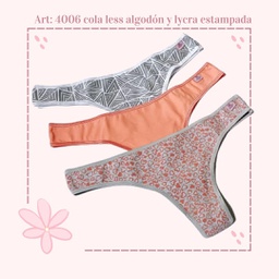[MER4006/E] PACK X 3 COLALES ALGODÓN Y LYCRA ESTAMPADA