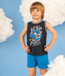 [ELE2556] VER. PIJAMA MUSCULOSA Y SHORT "TIBURON-DINO"