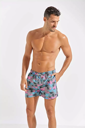 [XYS733] SHORT DE BAÑO ESTAMPADO CON BOLSILLOS "OASIS"