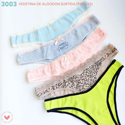 [VTG3003] PACK X3 VEDETINA ESTAMPADA ALGODÓN Y LYCRA