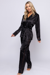 [SP11756]  INV. PIJAMA DAMA INVIERNO SATEN LISO CON CAMISA Y LAZO PARA ATAR PANTALON LARGO SO STYLISH