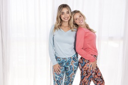 [FRA006]  INV. PIJAMA DAMA BABUCHA ESTAMPADA Y REMERA CON FRUNCE