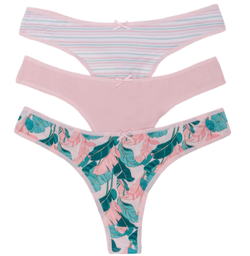 [FRA586R] PACK X3 COLALES LISA Y ESTAMPADAS DE ALGODÓN ROSA