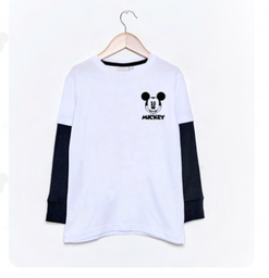 [DIS80569] LIQUIDACION ! - INV. REMERA DE ALGODÓN CON BAJO MANGA "MICKEY"