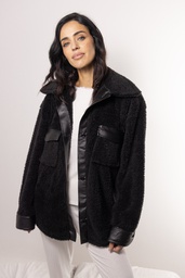 [ANDP9049]  INV. CAMISACO DE CORDERITO CON RECORTES DE SIMIL CUERO Y BOTONES
