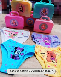 [VAL2025] PACK X2 BOMBACHA NENA CON VALIJA DE REGALO