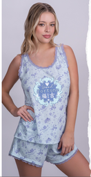 [SP11772] VER. PIJAMA MUSCULOSA Y SHORT ESTAMPADO CON PUNTILLA "FORTUNE"