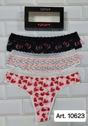 [SAY10623] PACK X3 CULOTELESS MICROFIBRA ESTAMPADA CON PUNTILLA