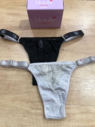 [MER4439] PACK X2 COLALES REGULABLE DE ALGODÓN Y LYCRA LISA CON DETALLE DE PUNTILLA