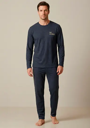 [MKP4310] INV. PIJAMA HOMBRE MANGA LARGA RAYADO CON BORDADO